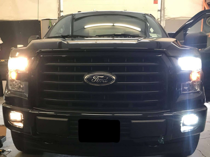 Ford truck with upgraded LED headlights and fog lights