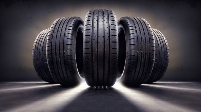 A selection of new vehicle tires